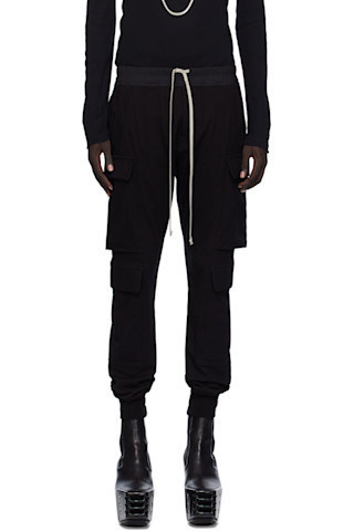 Black Concordians Mastodon Megacargo Pants by Rick Owens on Sale