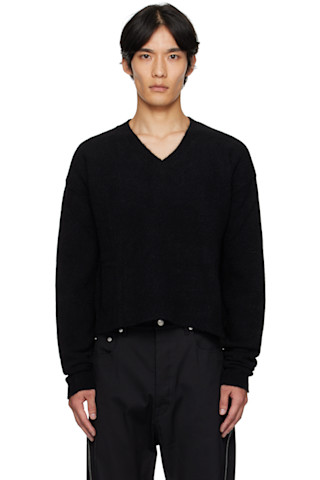 Rick Owens 22SS  V NECK KNIT XS 黒 252232M206004_1.jpg