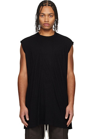 Black Concordians Splintered Tarp T-shirt by Rick Owens on Sale