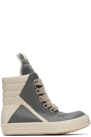 Gray Concordians Jumbolace Geobasket Sneakers by Rick Owens on Sale