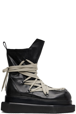 靴 RickOwens /MEGALACE TURBO CYCLOPS Rick Owens: Black Concordians Megalace Turbo Cyclops Boots