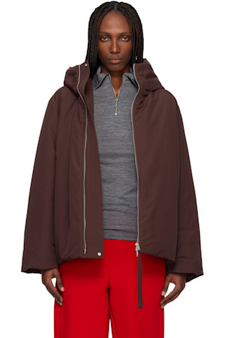 JIL SANDER バーガンディ ジャケット Burgundy Taffeta Down Jacket by Jil Sander on Sale