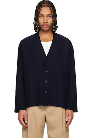 Jil Sanderのネイビー ウール Vネックカーディガンがセール中