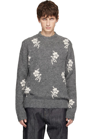 Jil Sander: Gray Wool Blend Crew-Neck Sweater | SSENSE Canada