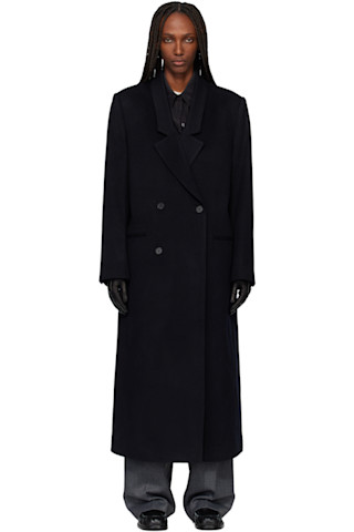 Navy Tailored Double-Breasted Maxi Coat by TONYWACK on Sale