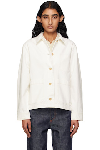 【関税込み】A.P.C. オフホワイト Nikkie デニムジャケット A.P.C.: オフホワイト Nikkie デニムジャケット | SSENSE 日本