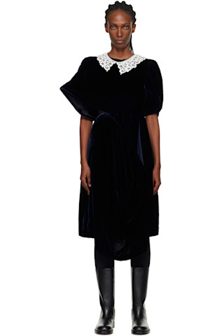 Navy Angular Midi Dress by Junya Watanabe on Sale