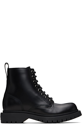 Givenchy: ブラック レースアップブーツ | SSENSE 日本
