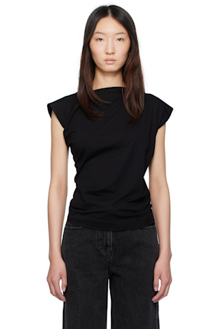 3.1 Phillip Lim: ブラック ドレープ アシンメトリー トップス