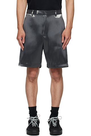 heliot emil ショートパンツ HELIOT EMIL: シルバー Liquid Metal ショートパンツ | SSENSE 日本