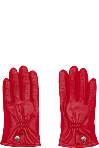 Red Leather Sheep Gloves by Vivienne Westwood on Sale