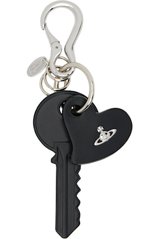 Vivienne Westwood - Black Leather Key & Heart Keychain