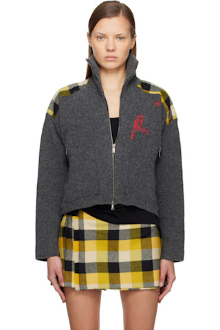 Gray Logo Zip-Up Track Jacket by Vivienne Westwood on Sale