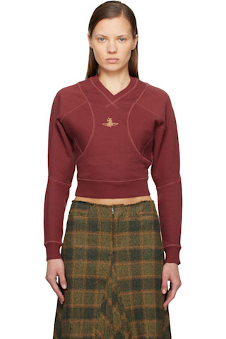 Red Cropped Pourpoint Sweatshirt by Vivienne Westwood on Sale