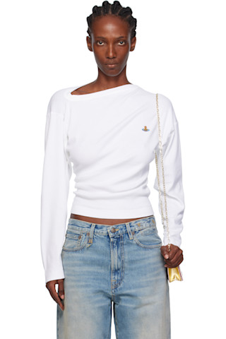 Vivienne Westwood: White LS Hebo T-shirt | SSENSE Vivienne Westwood: White LS Hebo T-shirt | SSENSE