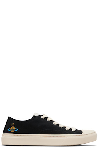 Black Low Top Plimsoll Sneakers by Vivienne Westwood on Sale