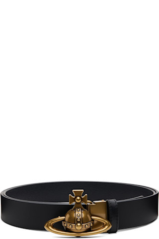 Vivienne Westwood: ブラック Orb バックルベルト | SSENSE 日本