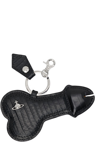 Vivienne Westwood キーホルダー ブラッククローム Vivienne Westwood: ブラック Leather Key & Heart キーホルダー