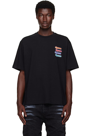 【関税込み】We11done ブラック Neon ロゴ Tシャツ We11done: ブラック Neon Logo 半袖Tシャツ | SSENSE 日本