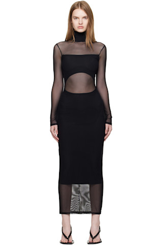 Mugler Black Illusion Midi Dress Mugler Black Illusion Midi Dress