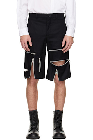 Comme des Garçons Homme Plusのブラック ウールナイロン フランネル