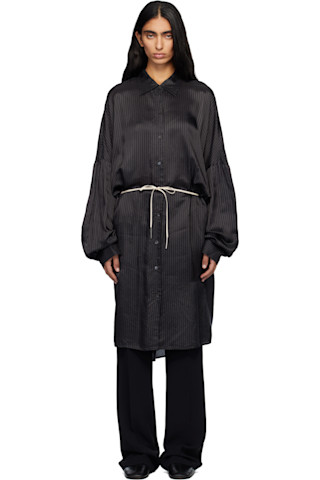 Dries Van Notenのグレー ストライプ ミディアムワンピースがセール中