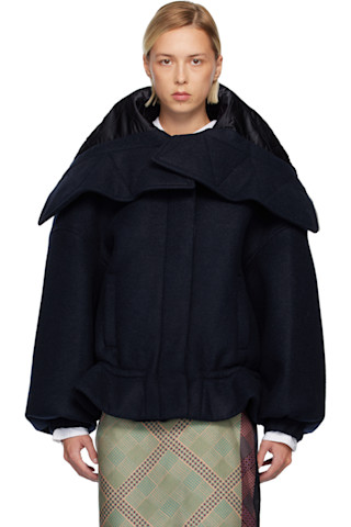 Dries Van Noten ショートコート Dries Van Noten: Navy Bonded Short Parka | SSENSE