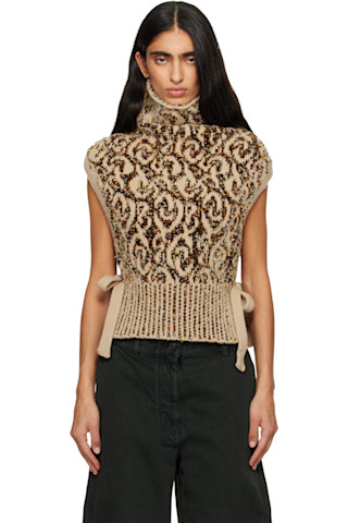 Beige Jacquard Dickey by Dries Van Noten on Sale