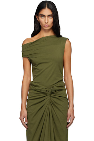 Green Heavy Jersey Tank Top by Dries Van Noten on Sale