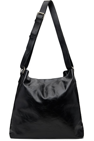 DRIES VAN NOTEN archive レザー メッセンジャーバッ Dries Van Noten: ブラック レザー メッセンジャーバッグ | SSENSE 日本