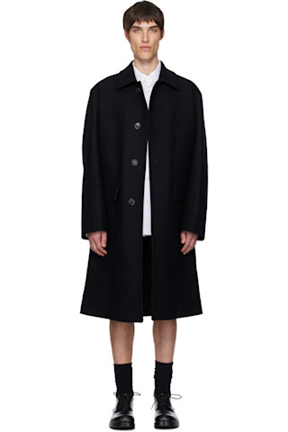 Dries Van Noten: ブラック ウール コート | SSENSE 日本
