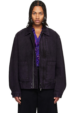 Purple Patch Pocket Denim Jacket by Dries Van Noten on Sale