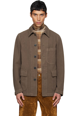 Brown Twill Jacket by Dries Van Noten on Sale