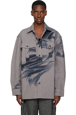 Dries Van Noten: Gray Oversized Cotton Shirt | SSENSE