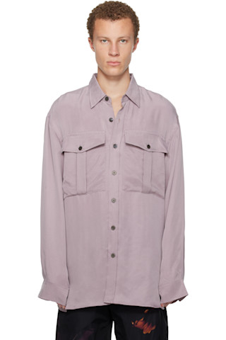 Dries Van Noten: パープル オーバーサイズ キュプラ シャツ | SSENSE 日本