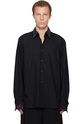 Dries Van Notenのブラック スパンコール トリム シャツがセール中