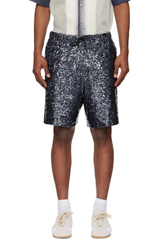 Dries Van Notenのネイビー スパンコール ショートパンツがセール中