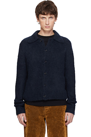 Dries Van Noten: ネイビー ブラッシュド カーディガン | SSENSE 日本