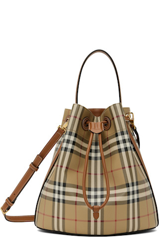 Burberry: Beige Drawstring Bucket Bag | SSENSE