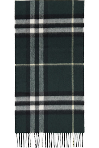 Burberry: グリーン チェック カシミヤ マフラー | SSENSE 日本