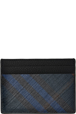 美BURBERRY× SCHOCH HOUSE4点紺ブレスカートブラウス1560 Burberry: Navy Tall Check Card Holder | SSENSE