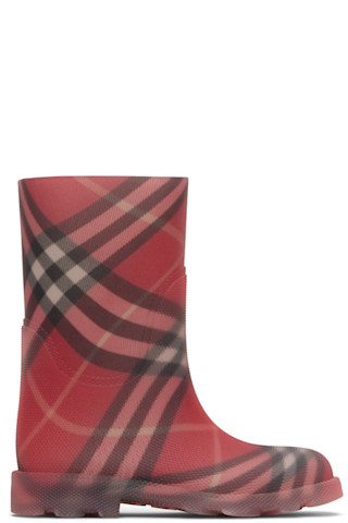 Burberryのキッズ｜レッド Marsh チェック ラバーブーツがセール中