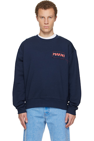 Marniのネイビー ロゴパッチ スウェットシャツがセール中