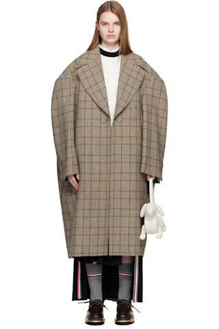【Katrin TOKYO】cocoon tweed blouson Brown Hunting Tweed Cocoon Coat by Thom Browne on Sale