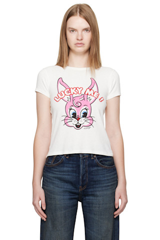 Kenzo: Off-White Kenzo Paris 'Lucky Me' Cartoon T-shirt