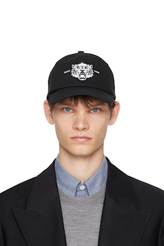 KENZOタイガーロゴ キャップ　ブラック Kenzoのブラック Kenzo Paris Happy Tiger 刺繍 キャップがセール中