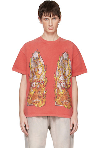 Red Rhinestone Flame Glass T-shirt