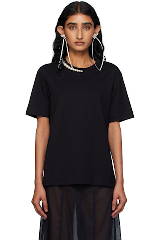 SIMONE ROCHA パールチェーン コットンジャージーTシャツ Simone Rocha: ブラック Pearl & Chain Boy Tシャツ | SSENSE 日本