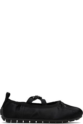 【Simone Rocha】ブラック Embellished Grip バレエシューズ Simone Rocha: ブラック Embellished Grip バレエシューズ