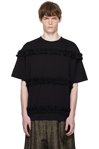 【関税込み】Simone Rocha ブラック ラッフル フリル Tシャツ Simone Rocha: ブラック ラッフル フリル Tシャツ | SSENSE 日本
